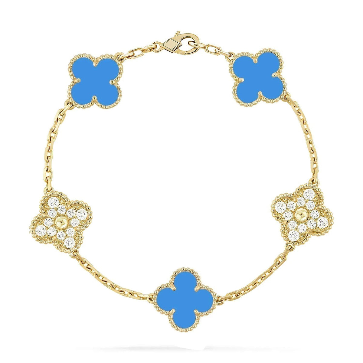 [[⭐DORISW] ]New CLOVER 5 MOTIF BLUE AGATE BRACELET COLLECTION