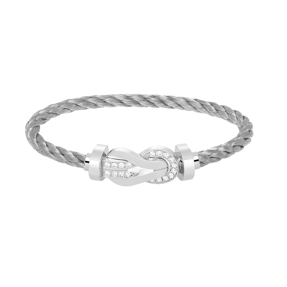 [⭐DORISW] CHANCE GROSSES ARMBAND MIT ACHT-FIGUREN-SCHNALLE UND HALB-DIAMANT-BESATZ SILBER