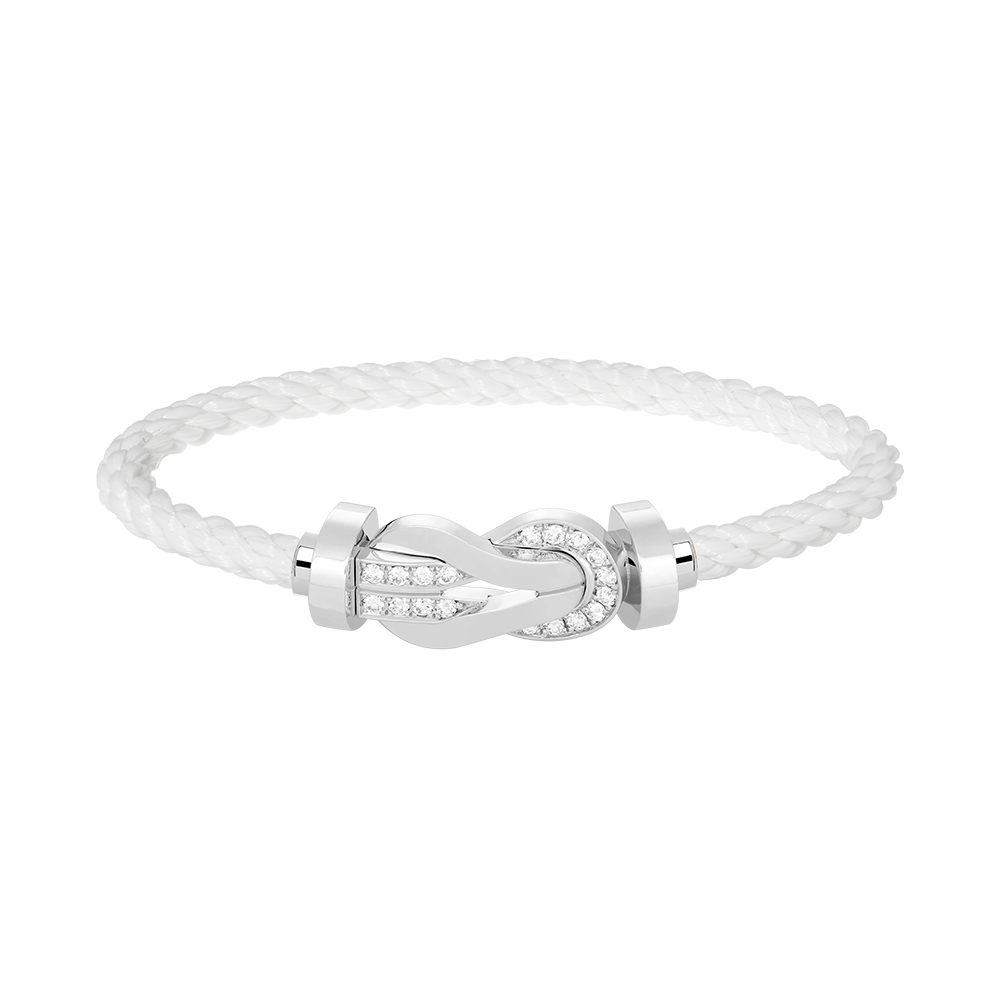 [⭐DORISW] CHANCE GROSSES ARMBAND MIT ACHT-FIGUREN-SCHNALLE UND HALB-DIAMANT-BESATZ SILBER