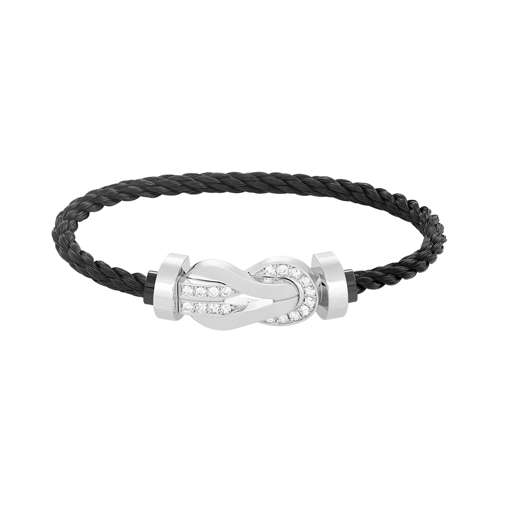 [⭐DORISW] CHANCE GROSSES ARMBAND MIT ACHT-FIGUREN-SCHNALLE UND HALB-DIAMANT-BESATZ SILBER