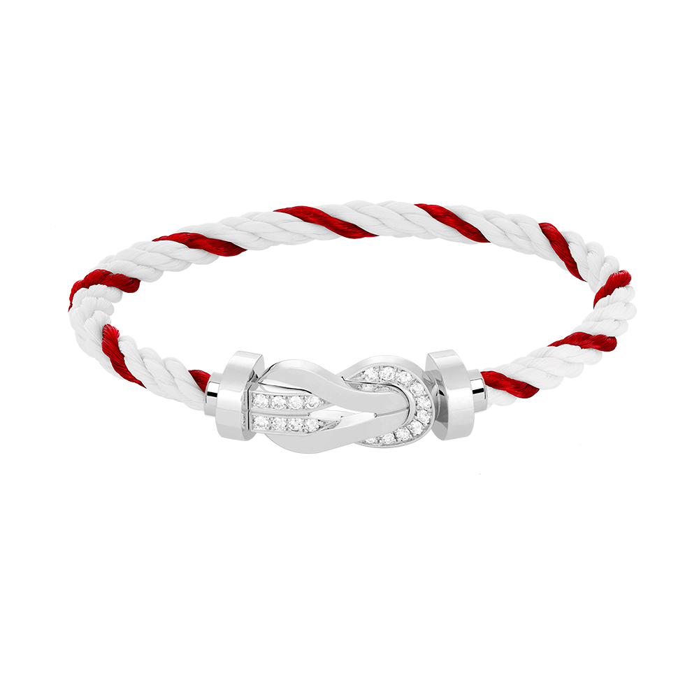 [⭐DORISW] CHANCE GROSSES ARMBAND MIT ACHT-FIGUREN-SCHNALLE UND HALB-DIAMANT-BESATZ SILBER