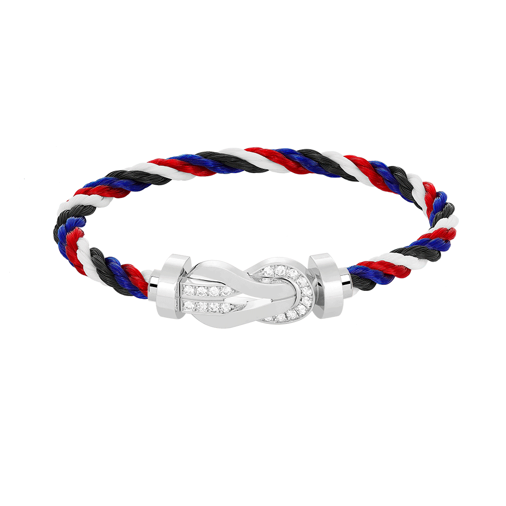 [⭐DORISW] CHANCE GROSSES ARMBAND MIT ACHT-FIGUREN-SCHNALLE UND HALB-DIAMANT-BESATZ SILBER