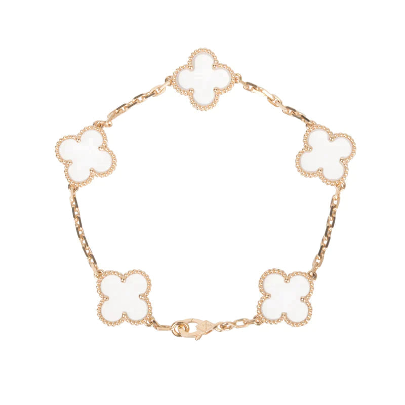 [[⭐DORISW] ]NEUES CLOVER 5-MOTIV ARMBAND MIT BERGKRISTALL