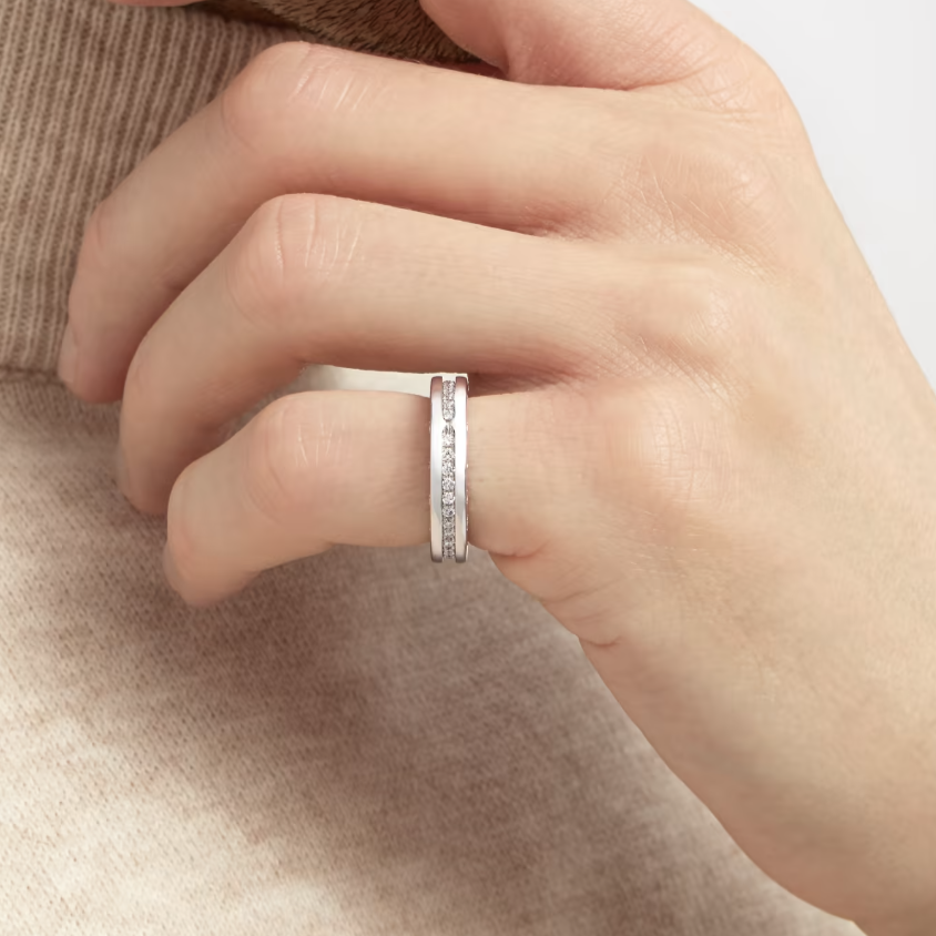 [⭐DORISW]ZERO 1 ONE-BAND PAVED DIAMONDS ON THE SPIRAL RING