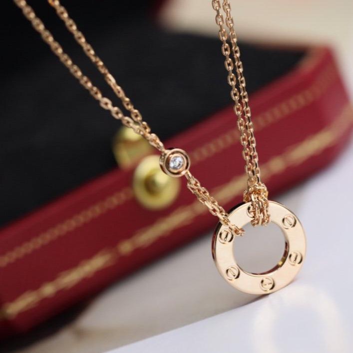 [⭐DORISW] LOVE NECKLACE ADJUSTABLE ROSE GOLD 2 DIAMOND