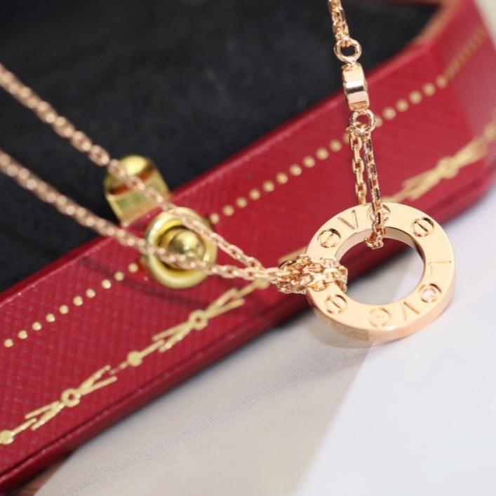 [⭐DORISW] LOVE NECKLACE ADJUSTABLE ROSE GOLD 2 DIAMOND