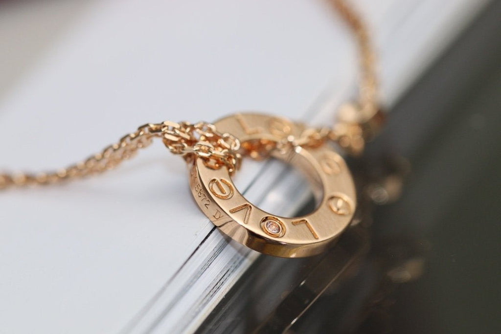 [⭐DORISW] LOVE NECKLACE ADJUSTABLE ROSE GOLD 2 DIAMOND