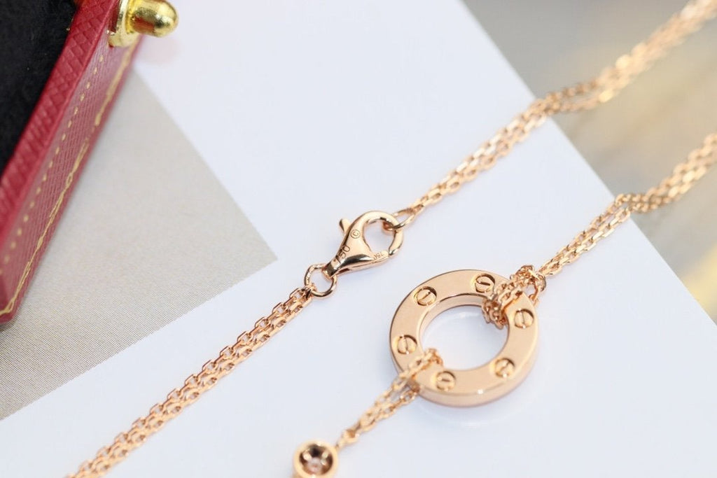 [⭐DORISW] LOVE NECKLACE ADJUSTABLE ROSE GOLD 2 DIAMOND