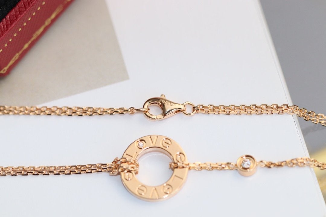 [⭐DORISW] LOVE NECKLACE ADJUSTABLE ROSE GOLD 2 DIAMOND