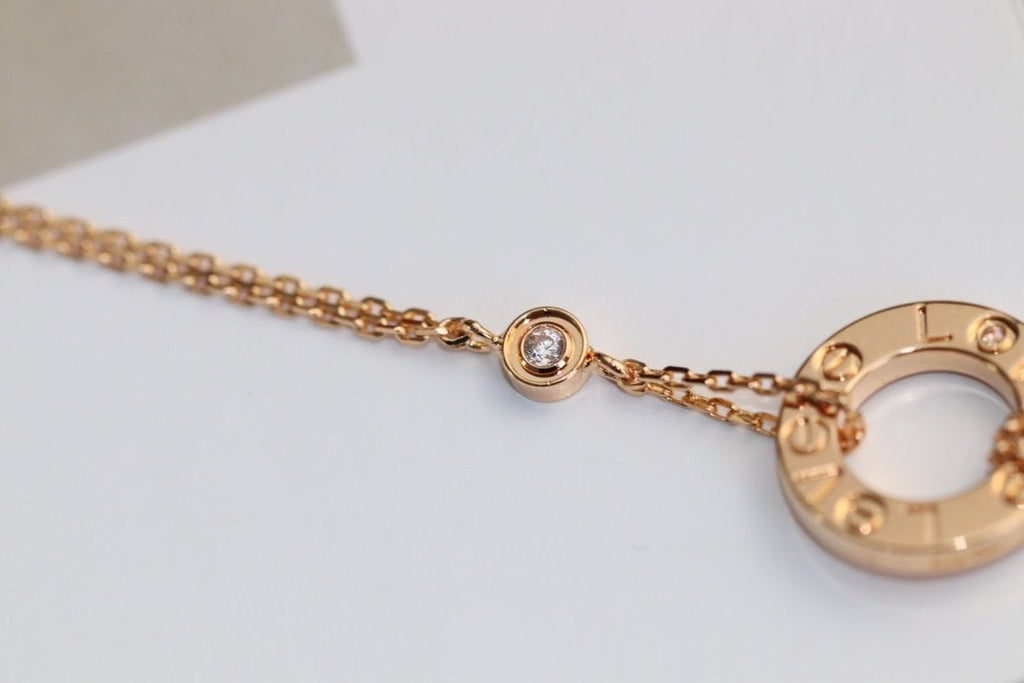 [⭐DORISW] LOVE NECKLACE ADJUSTABLE ROSE GOLD 2 DIAMOND