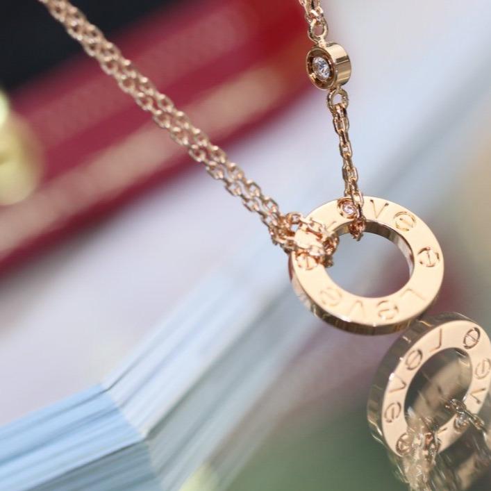 [⭐DORISW] LOVE NECKLACE ADJUSTABLE ROSE GOLD 2 DIAMOND