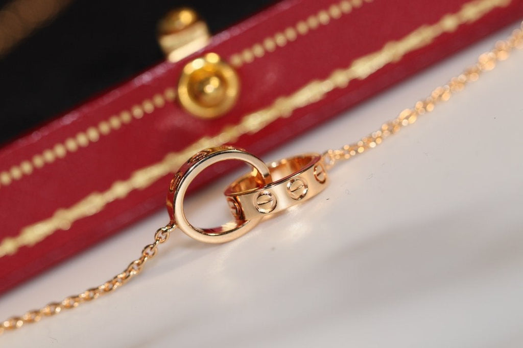 [⭐DORISW] LOVE NECKLACE PINK GOLD AND SILVER
