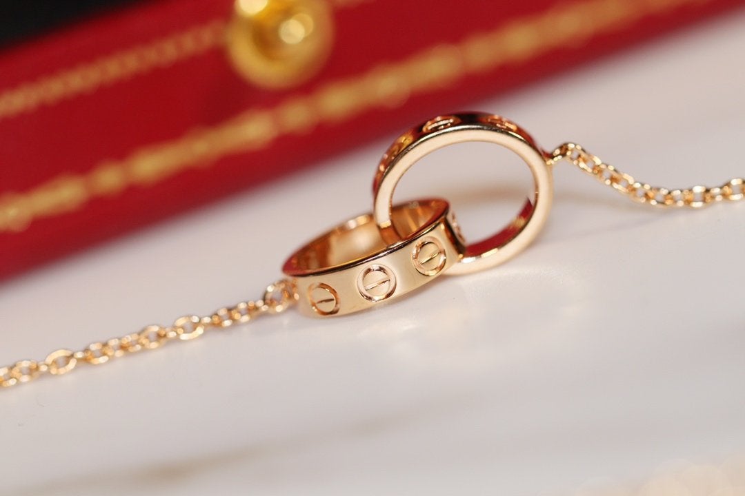 [⭐DORISW] LOVE NECKLACE PINK GOLD AND SILVER