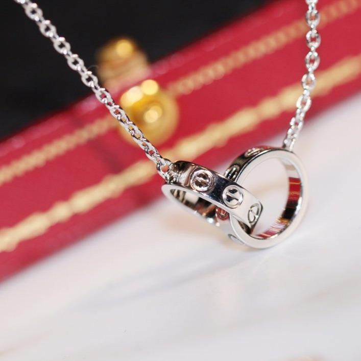 [⭐DORISW] LOVE NECKLACE PINK GOLD AND SILVER
