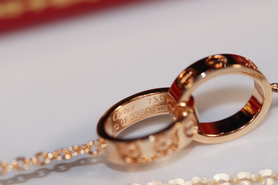 [⭐DORISW] LOVE NECKLACE PINK GOLD AND SILVER