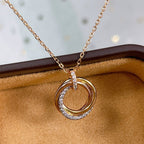 [⭐DORISW] TRINITY NECKLACE SILVER GOLD PINK GOLD DIAMONDS