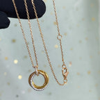 [⭐DORISW] TRINITY NECKLACE SILVER GOLD PINK GOLD DIAMONDS