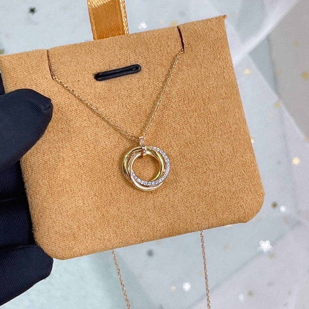[⭐DORISW] TRINITY NECKLACE SILVER GOLD PINK GOLD DIAMONDS