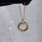 [⭐DORISW] TRINITY NECKLACE SILVER GOLD PINK GOLD DIAMONDS