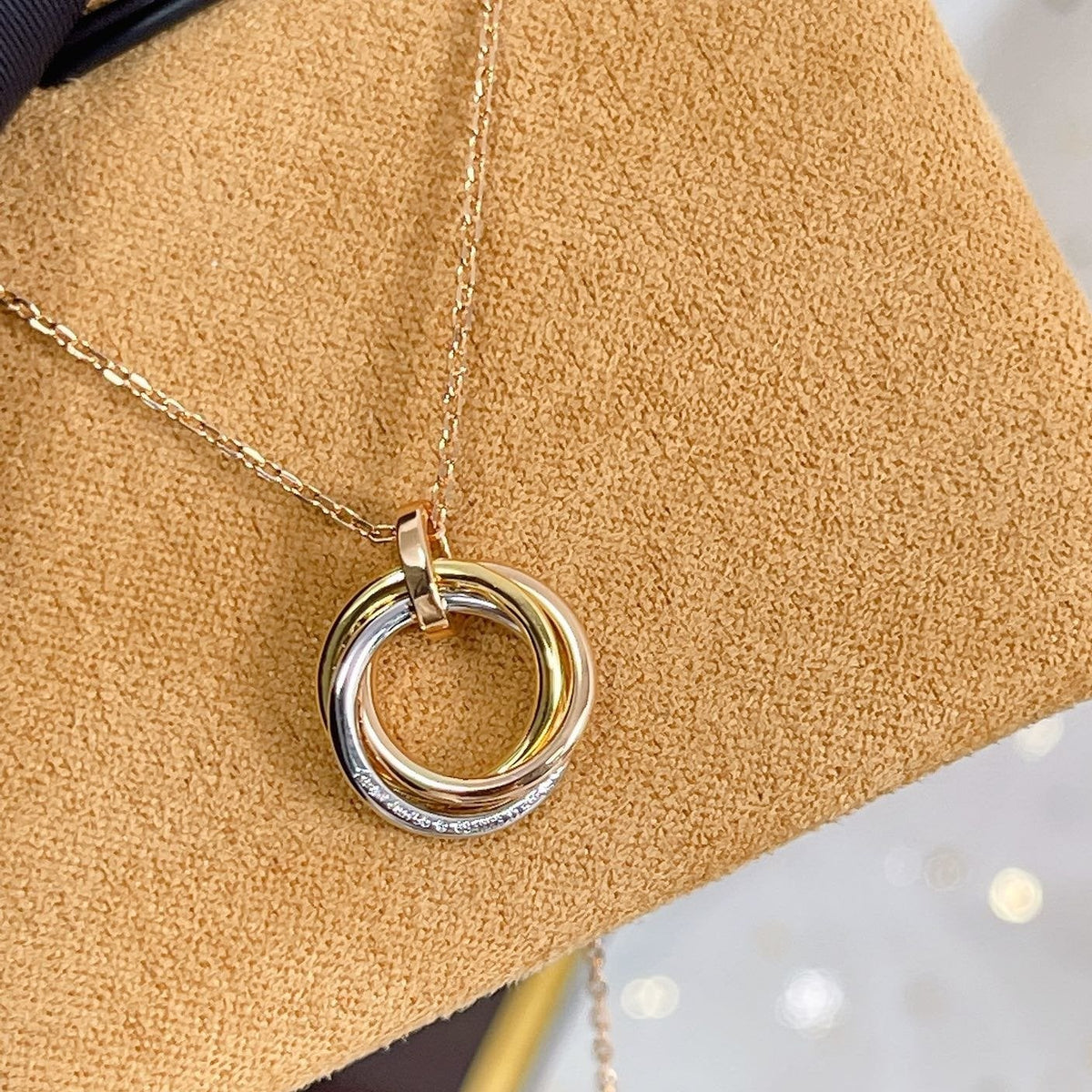 [⭐DORISW] TRINITY NECKLACE SILVER GOLD PINK GOLD DIAMONDS