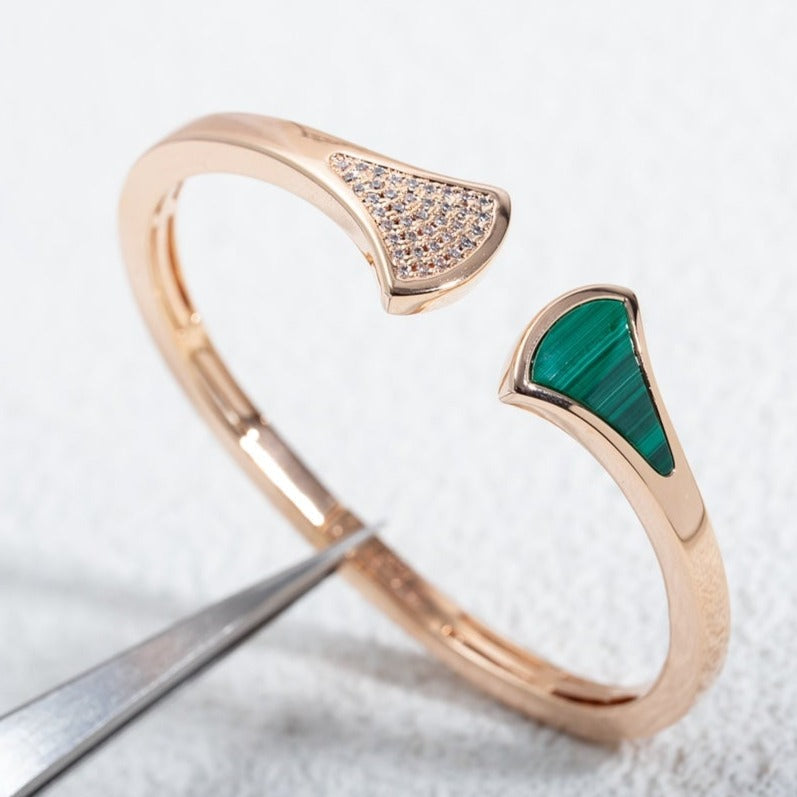 [⭐DORISW]DREAM BRACELET OPEN MALACHITE PINK GOLD