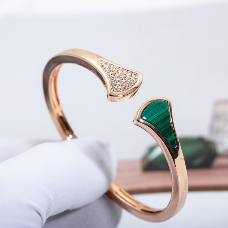 [⭐DORISW]DREAM BRACELET OPEN MALACHITE PINK GOLD
