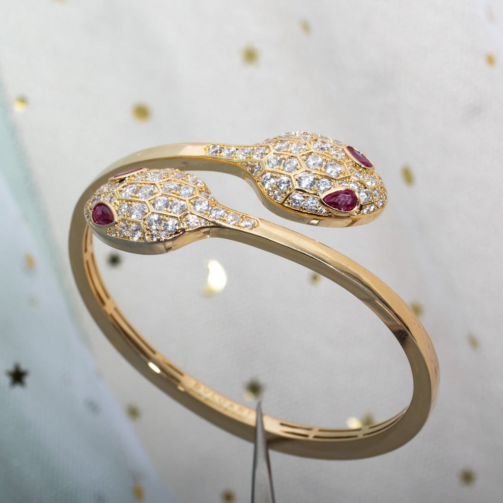 [⭐DORISW]SERPENTI BRACELET PINK GOLD DIAMOND DOUBLE SNAKE