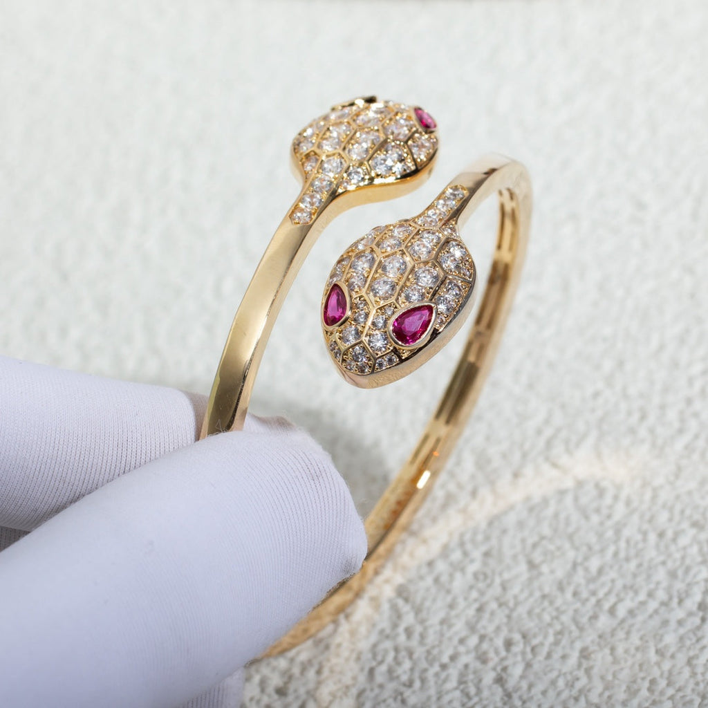 [⭐DORISW]SERPENTI BRACELET PINK GOLD DIAMOND DOUBLE SNAKE