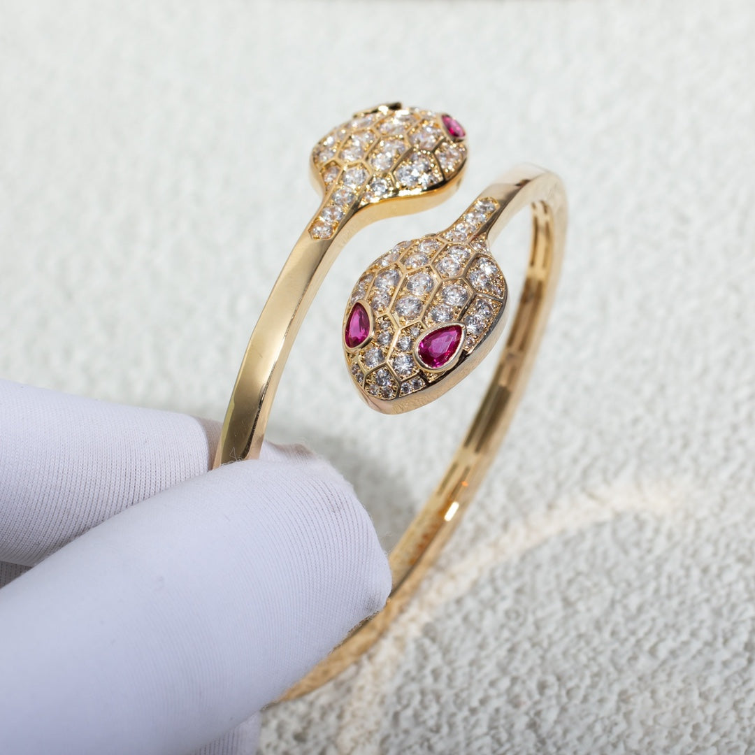 [⭐DORISW]SERPENTI BRACELET PINK GOLD DIAMOND DOUBLE SNAKE