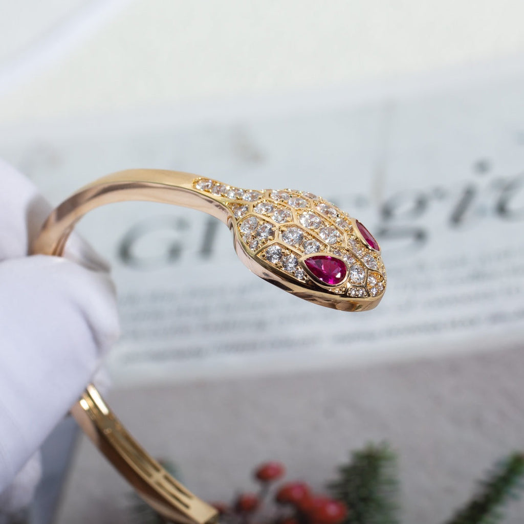 [⭐DORISW]SERPENTI BRACELET PINK GOLD DIAMOND DOUBLE SNAKE