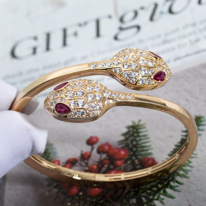 [⭐DORISW]SERPENTI BRACELET PINK GOLD DIAMOND DOUBLE SNAKE