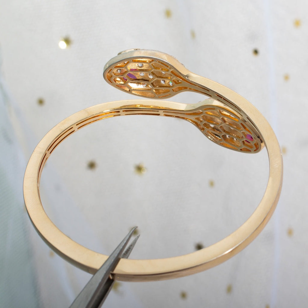 [⭐DORISW]SERPENTI BRACELET PINK GOLD DIAMOND DOUBLE SNAKE