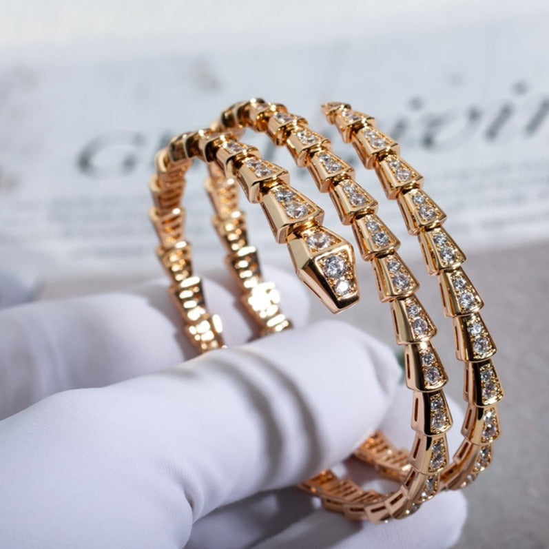 [⭐DORISW]SERPENTI BRACELET PINK GOLD DIAMOND DOUBLE ROW