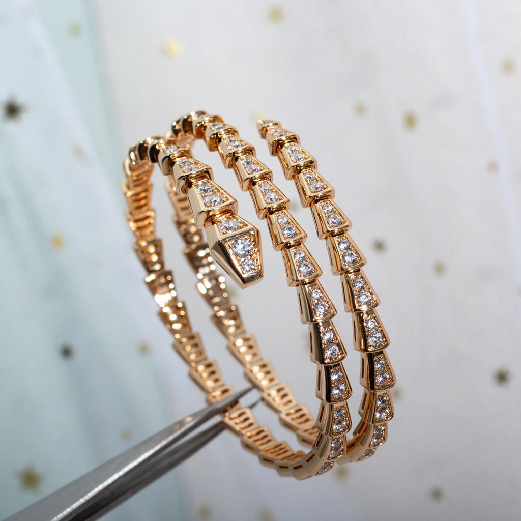 [⭐DORISW]SERPENTI BRACELET PINK GOLD DIAMOND DOUBLE ROW