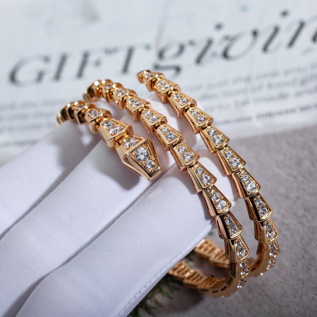 [⭐DORISW]SERPENTI BRACELET PINK GOLD DIAMOND DOUBLE ROW