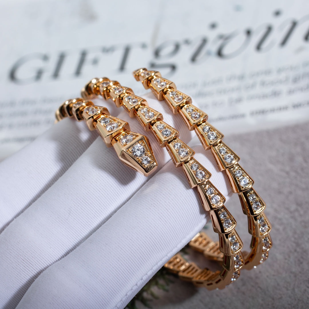 [⭐DORISW]SERPENTI BRACELET PINK GOLD DIAMOND DOUBLE ROW