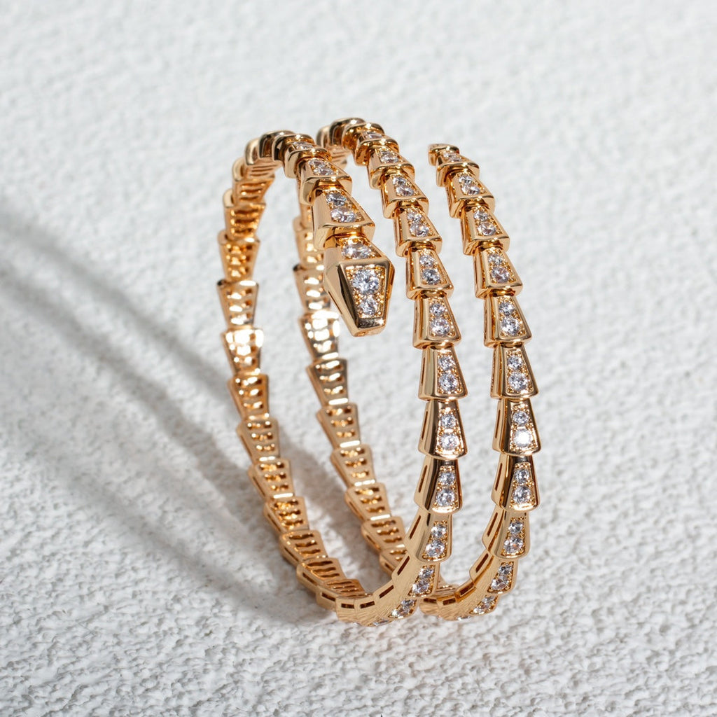 [⭐DORISW]SERPENTI BRACELET PINK GOLD DIAMOND DOUBLE ROW
