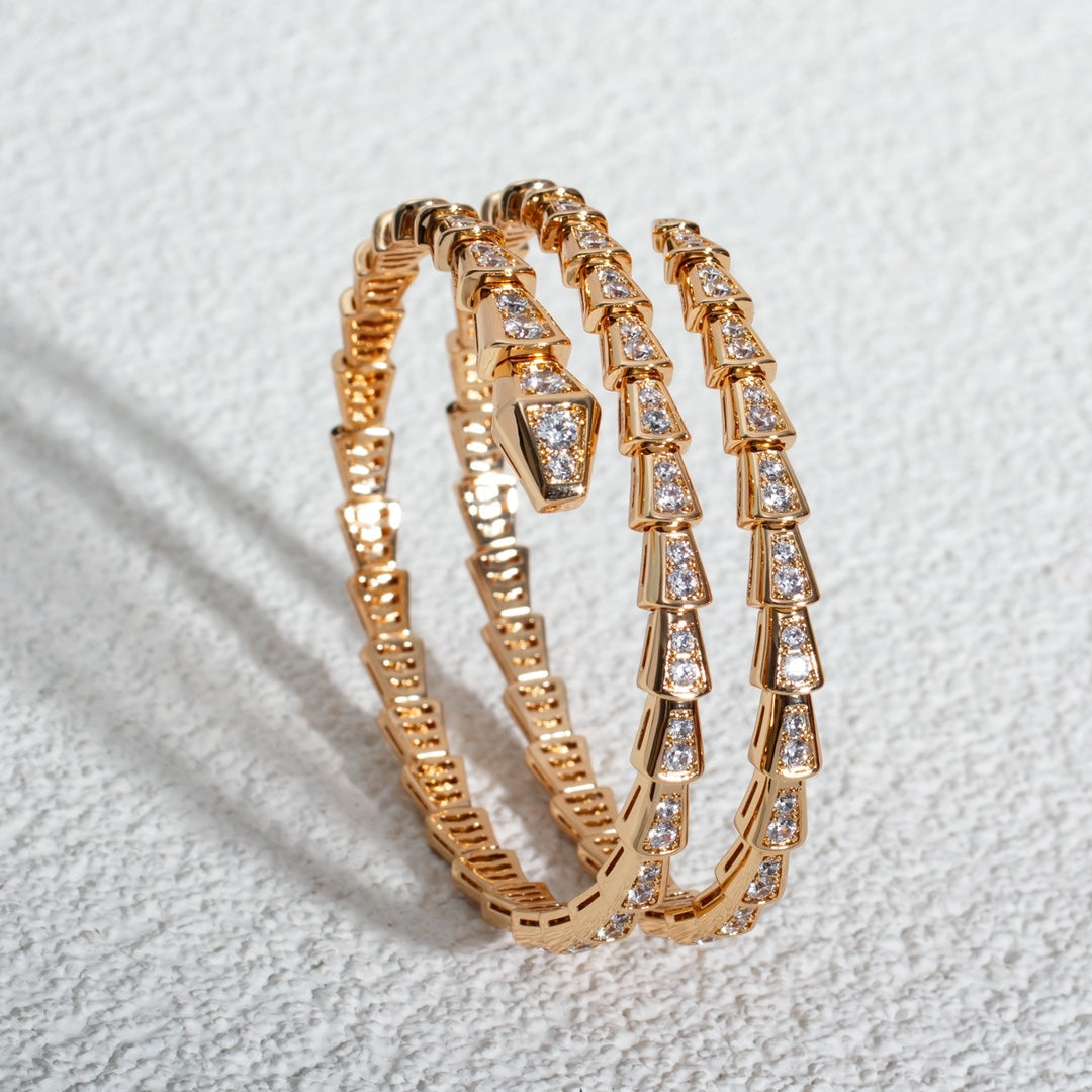 [⭐DORISW]SERPENTI BRACELET PINK GOLD DIAMOND DOUBLE ROW