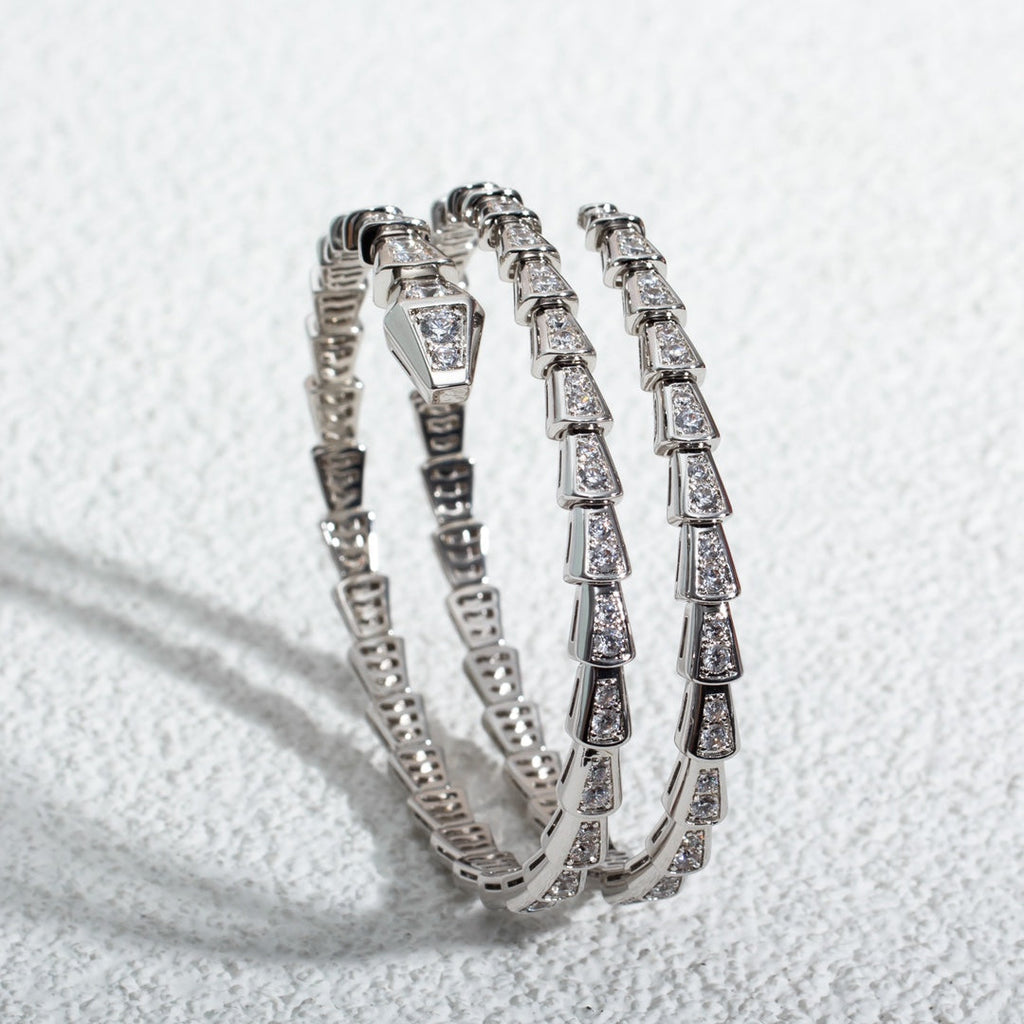 [⭐DORISW]SERPENTI ARMBAND SILBER DIAMANT DOPPELREIHIG