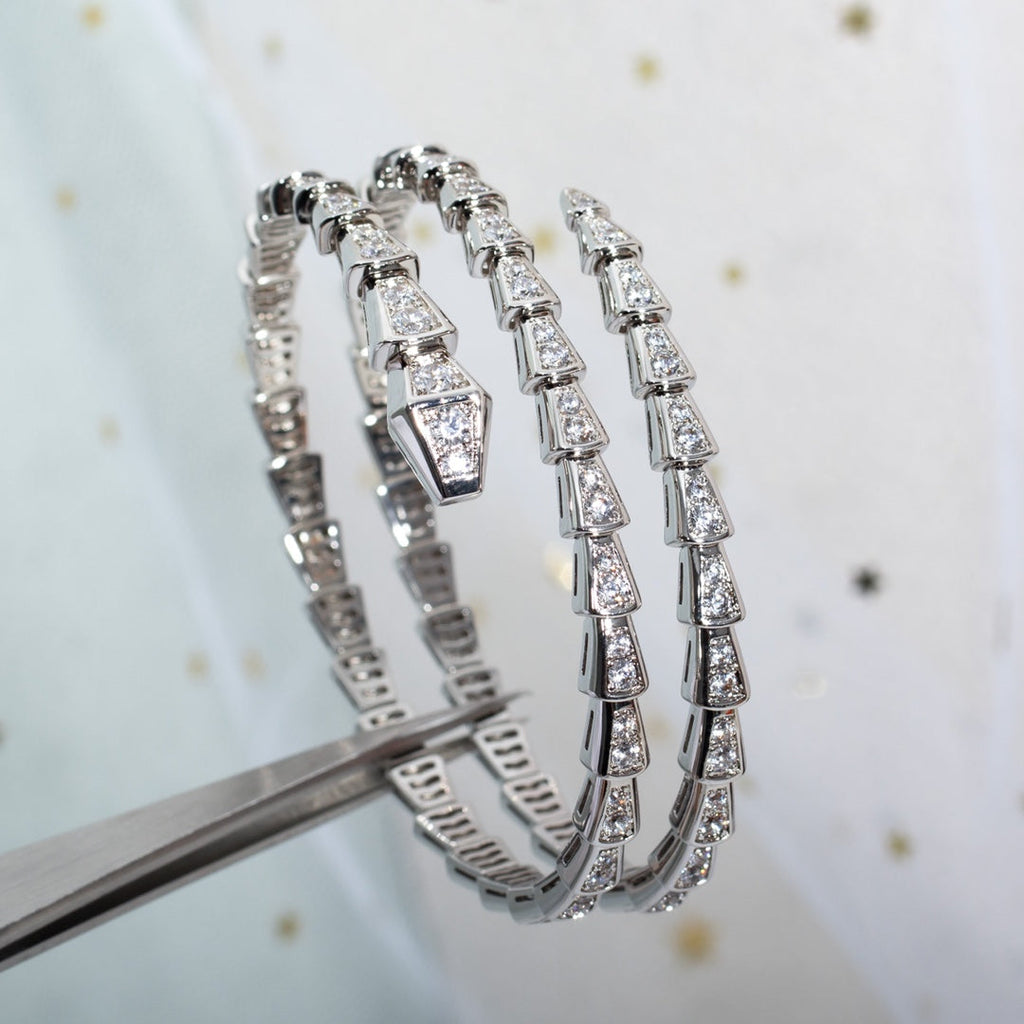[⭐DORISW]SERPENTI ARMBAND SILBER DIAMANT DOPPELREIHIG