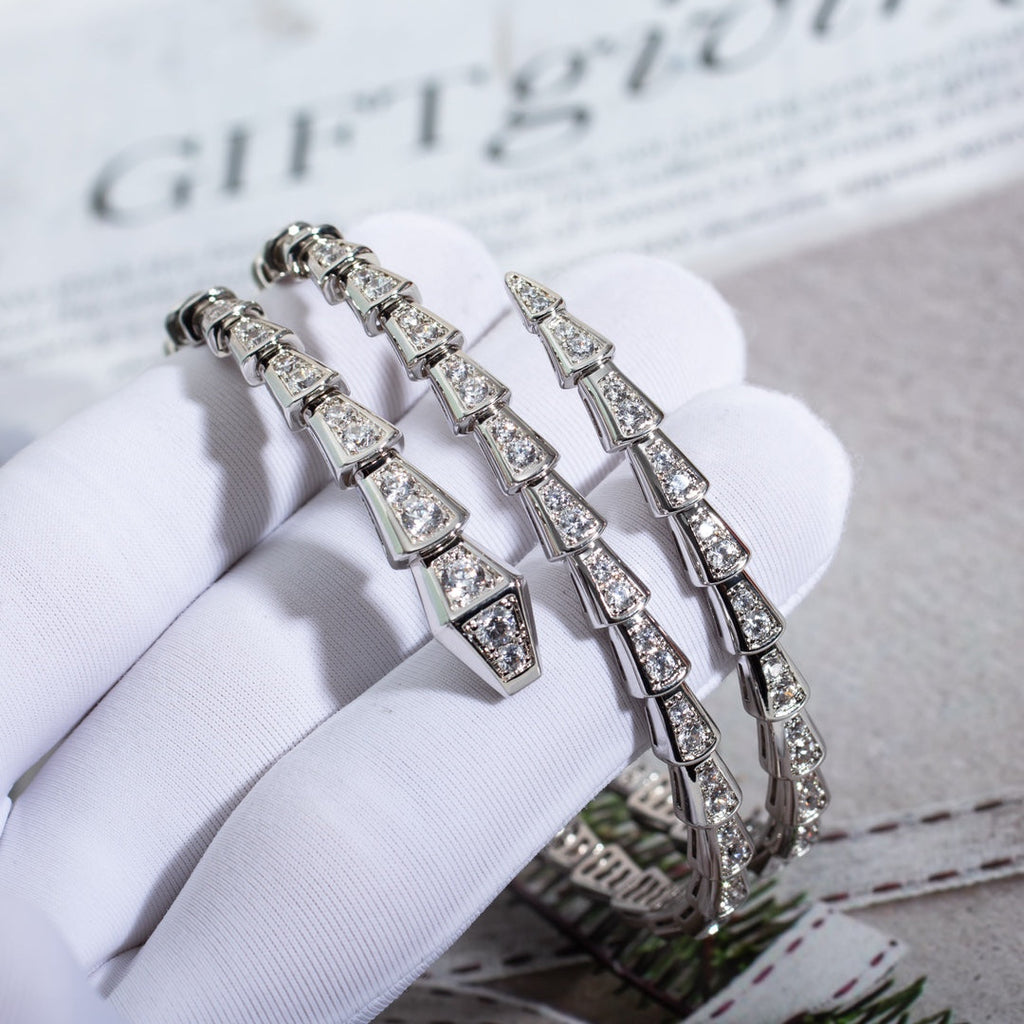 [⭐DORISW]SERPENTI ARMBAND SILBER DIAMANT DOPPELREIHIG