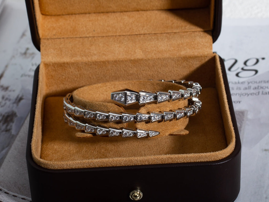 [⭐DORISW]SERPENTI ARMBAND SILBER DIAMANT DOPPELREIHIG
