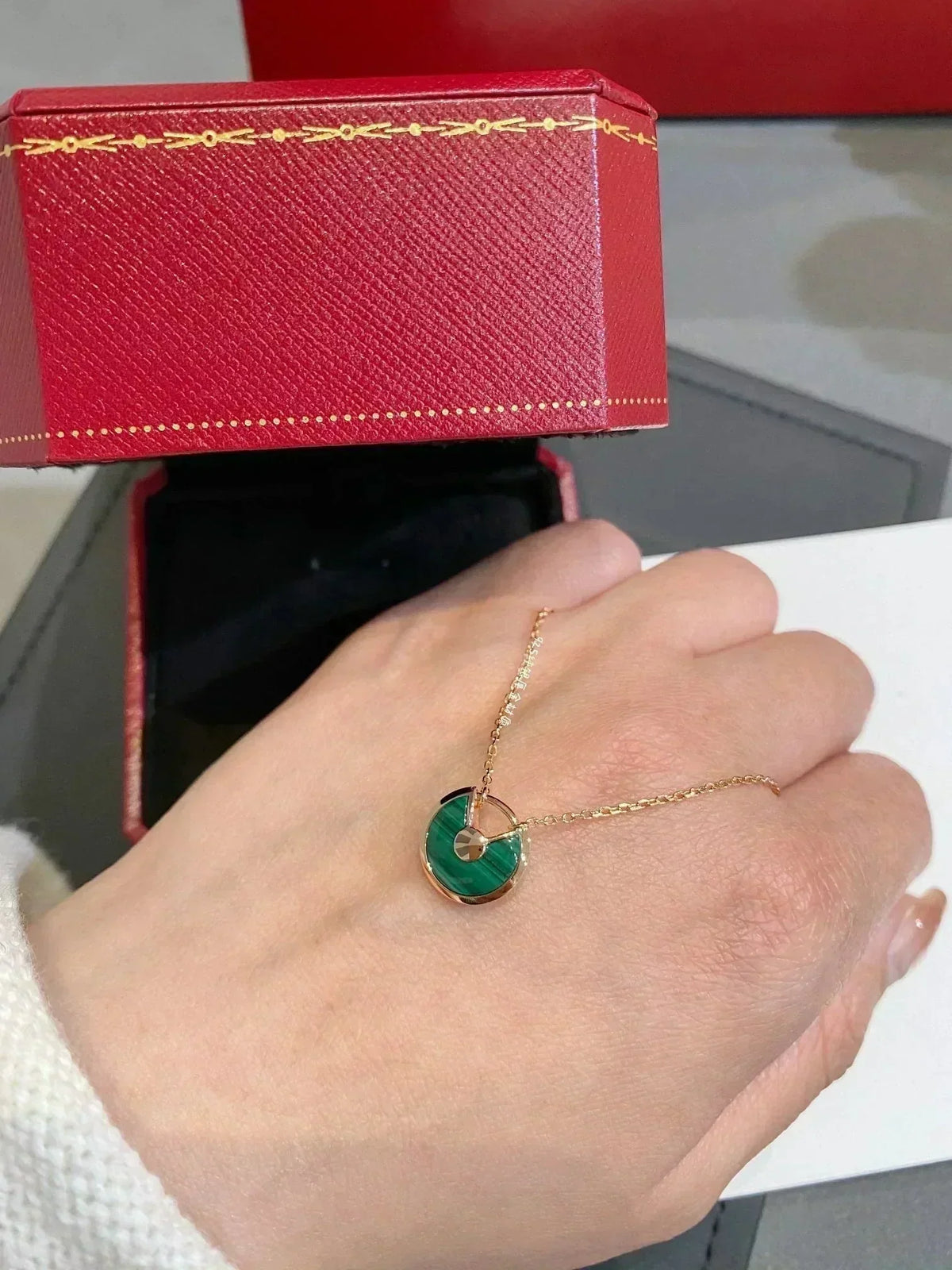 [⭐DORISW] AMULETTE ROSE GOLD MALACHITE NECKLACE