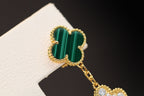 [⭐DORISW] CLOVER EARRINGS GOLD MALACHITE DIAMOND 3 MOTIF