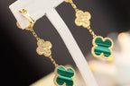 [⭐DORISW] CLOVER EARRINGS GOLD MALACHITE DIAMOND 3 MOTIF
