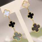 [⭐DORISW] CLOVER EARRINGS GOLD ONYX MOP 3 MOTIF