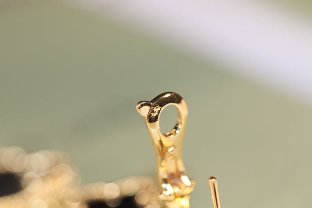 [⭐DORISW] CLOVER EARRINGS GOLD ONYX MOP 3 MOTIF