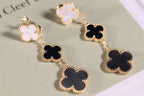 [⭐DORISW] CLOVER EARRINGS GOLD ONYX MOP 3 MOTIF