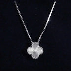 [⭐DORISW] CLOVER 15MM ダイヤモンドレーザーネックレス シルバー