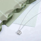 [⭐DORISW] CLOVER 15MM ダイヤモンドレーザーネックレス シルバー